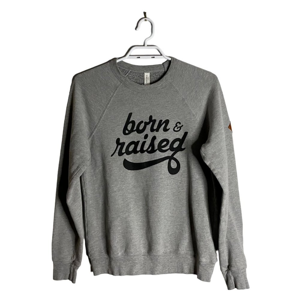 Canvas Gray Born & Raised Crewneck Sweatshirt Sweater